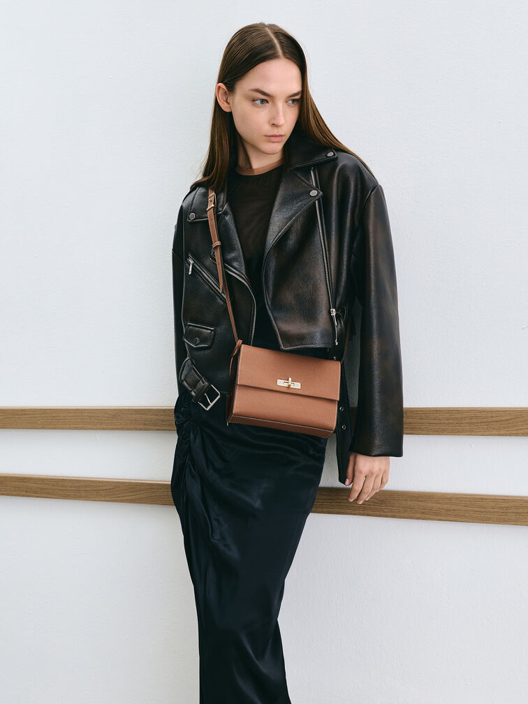 Chance Turn-Lock Crossbody Bag, Chocolate, hi-res