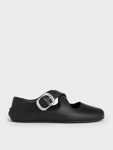 Crossover-Strap Mary Janes, Black, hi-res
