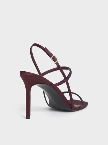 Arona Satin Crystal Stiletto Sandals, Burgundy, hi-res