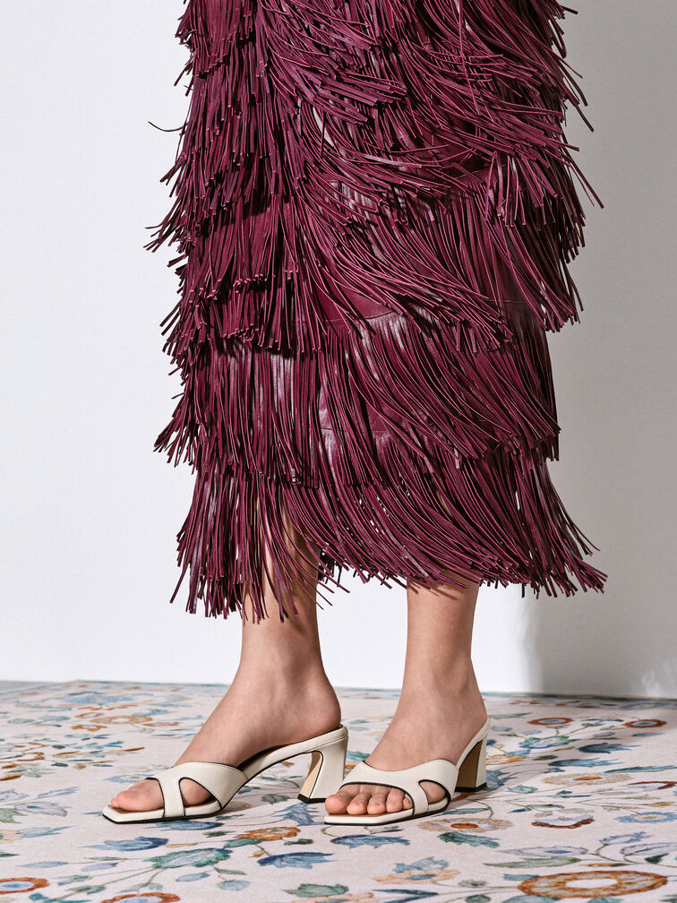 Cut-Out Square-Toe Heeled Mules, Chalk, hi-res