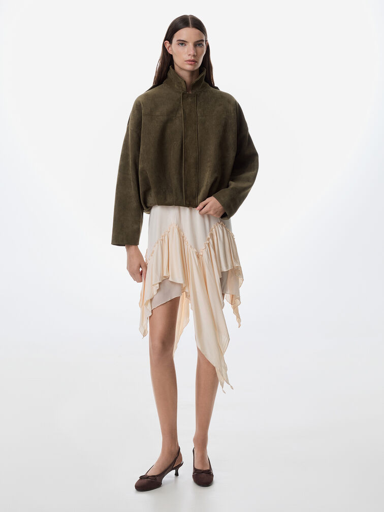 كعب عالي موليجان بفيونكة وسير خلفي من القماش الشبكي, بني محبّب غامق, hi-res