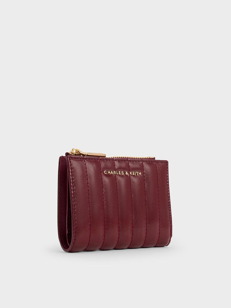 Donna Panelled Top-Zip Wallet, Burgundy, hi-res