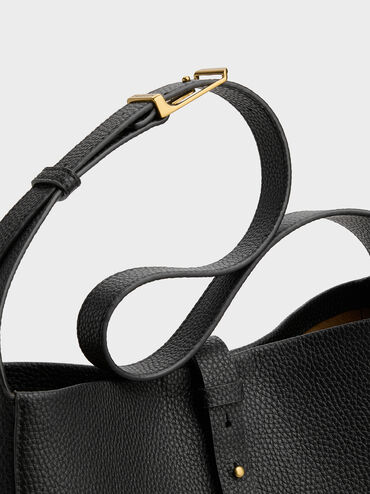 Beryl Belted Hobo Bag, Black, hi-res