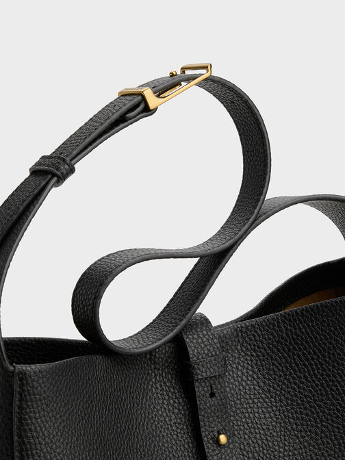 Beryl Belted Hobo Bag, Black, hi-res