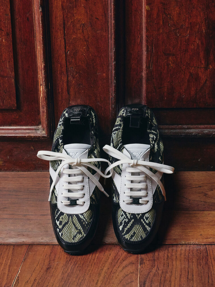 Jace Snake-Print Sneakers, Animal Print Green, hi-res