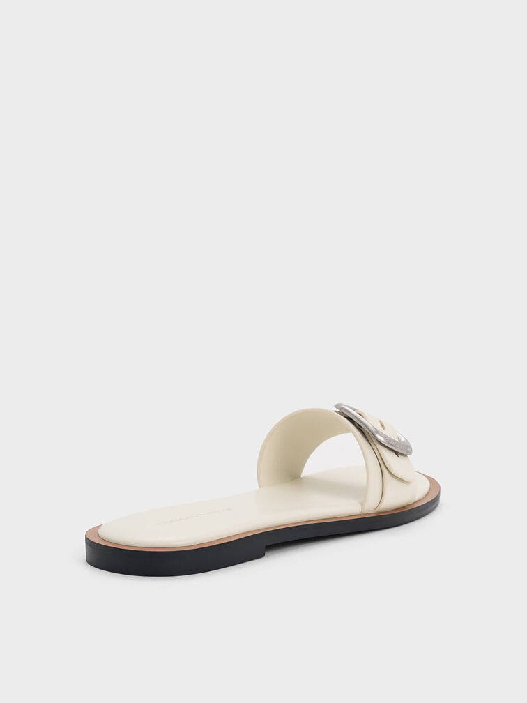 Buckle-Strap Slide Sandals, Chalk, hi-res