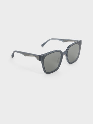 Freya Square Sunglasses, Navy, hi-res