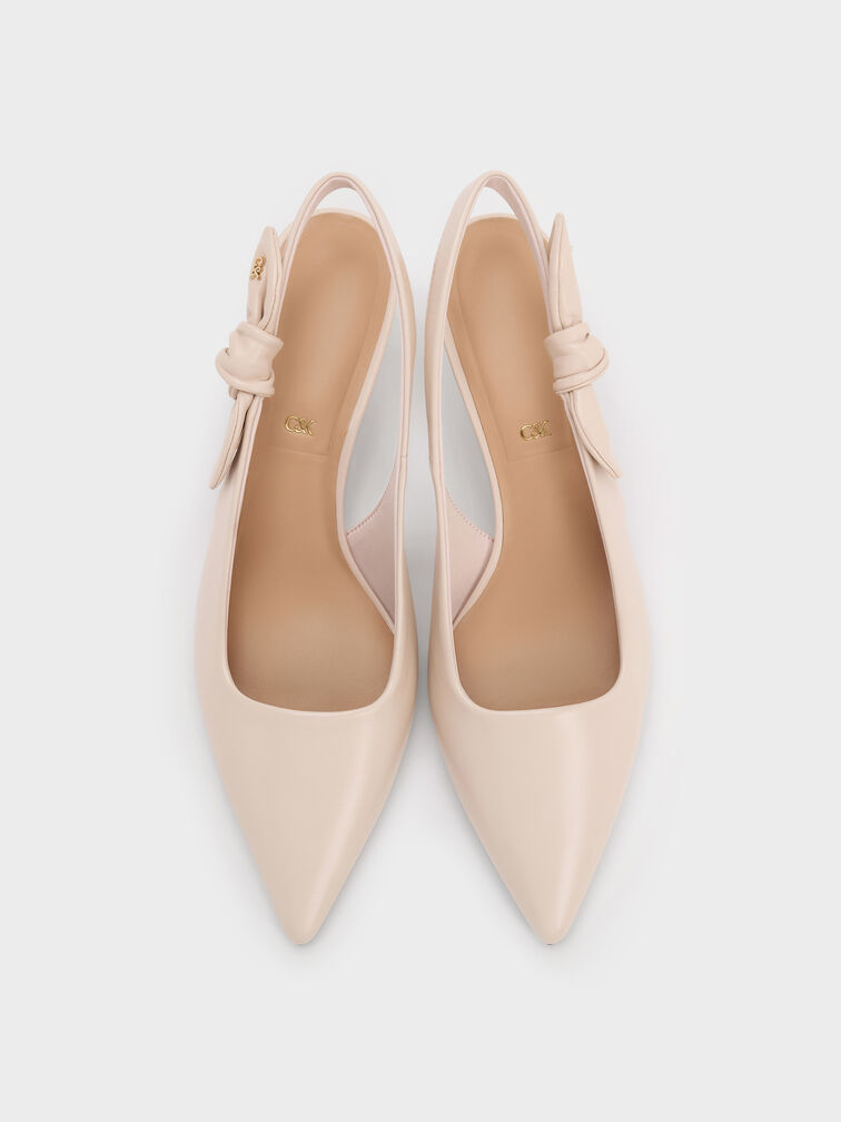 Jayce Leather Slingback Kitten Heels, Oat, hi-res