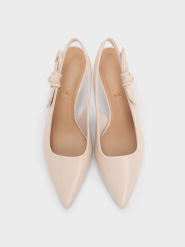 Jayce Leather Slingback Kitten Heels, Oat, hi-res