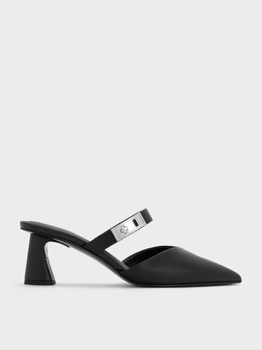 Lando Heeled Mules, Black, hi-res