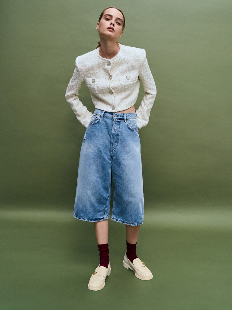 Marley Metallic-Accent Loafers, Chalk, hi-res