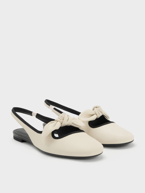Knot-Bow Slingback Flats, Chalk, hi-res