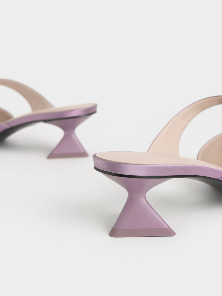 حذاء أنيق بكعب مبتكر وتصميم جانبي غير متناظر, ليلكي, hi-res