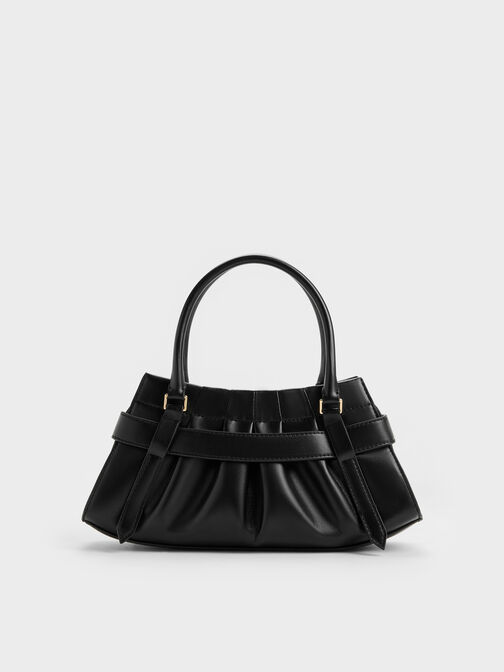 Isolde Belted Ruched Crossbody Bag, Black, hi-res