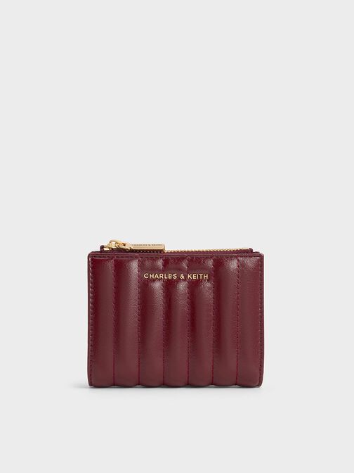 Donna Panelled Top-Zip Wallet, Burgundy, hi-res