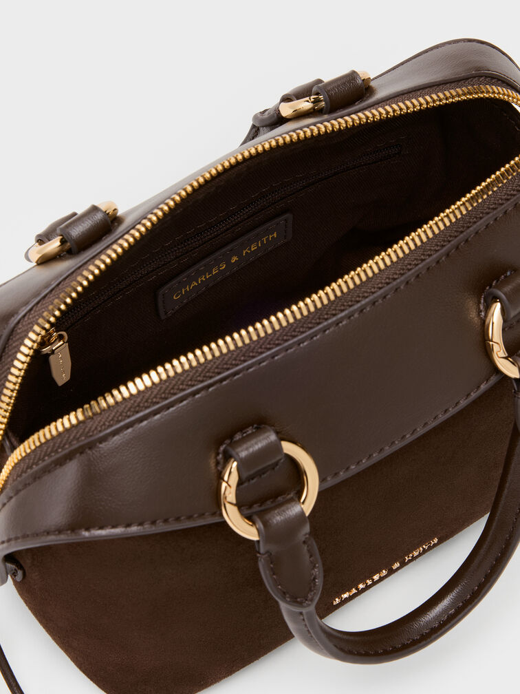 Haylen Braided-Charm Bowling Bag, Espresso Brown, hi-res