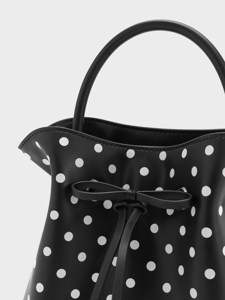 حقيبة باكيت هازل بفيونكة ونقشة منقطة, أسود كلاسيكي, hi-res