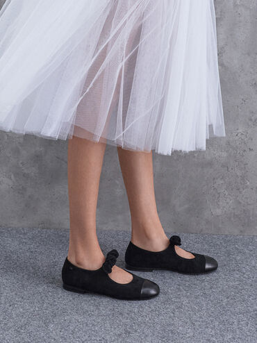 حذاء ماري جاين من الجلد والجلد السويدي, أسود, hi-res