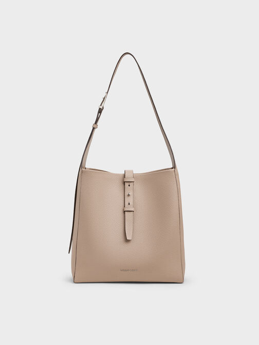Beryl Belted Hobo Bag, Taupe, hi-res