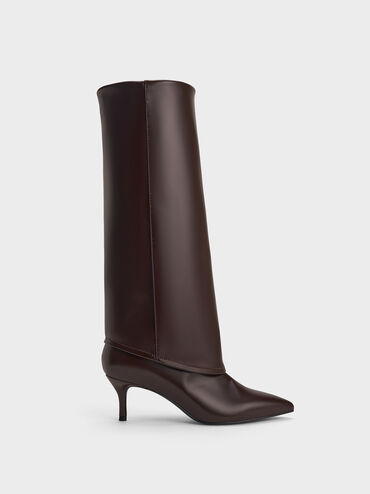بوت برقبة عالية بكعب ستيليتو ومقدمة مدببة, برغندي, hi-res