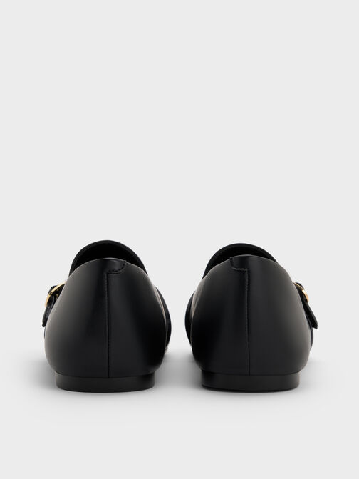 Woven Buckle-Strap Loafers, Black, hi-res