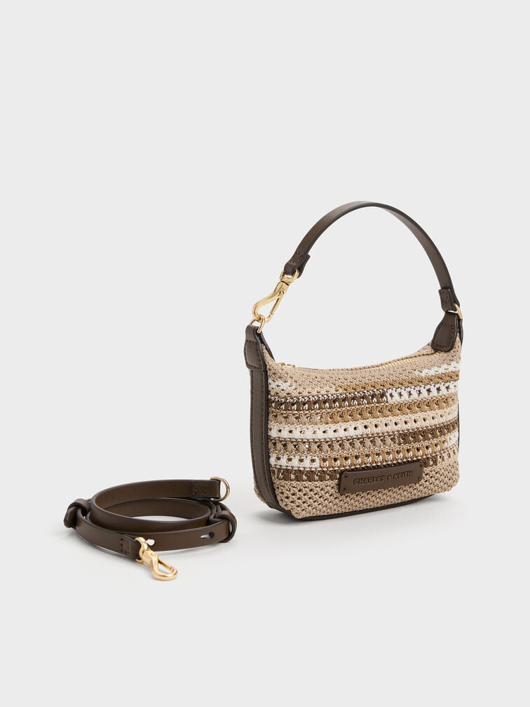 Micro Ida Multi-Stripe Knitted Bag, Multi Brown, hi-res