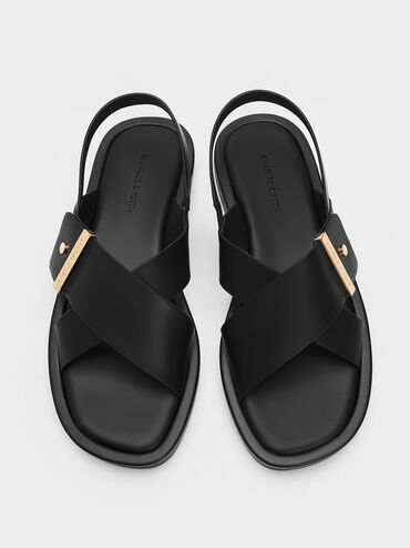 Audra Crossover Slingback Sandals, Black, hi-res