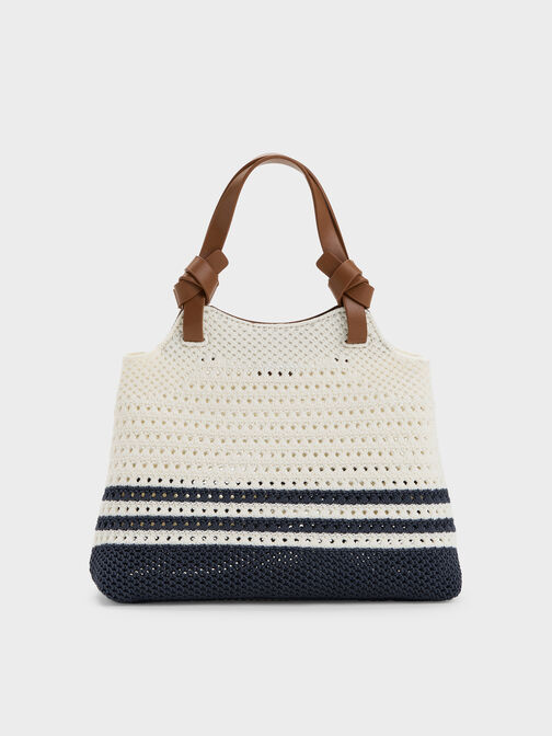Mini Ida Striped Knitted Tote Bag, Multi, hi-res