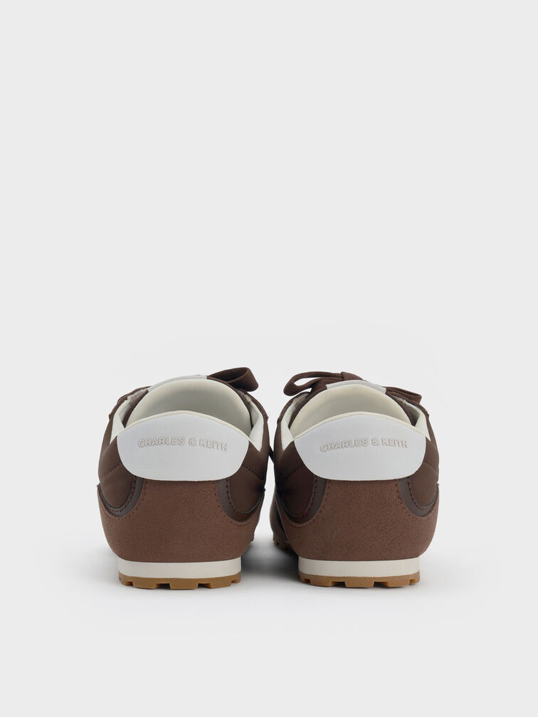Nylon Contrast-Panel Sneakers, Dark Brown Textured, hi-res