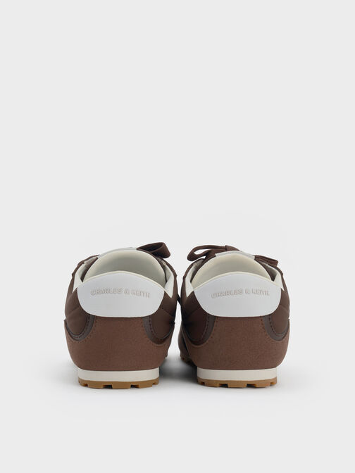 Nylon Contrast-Panel Sneakers, Dark Brown Textured, hi-res