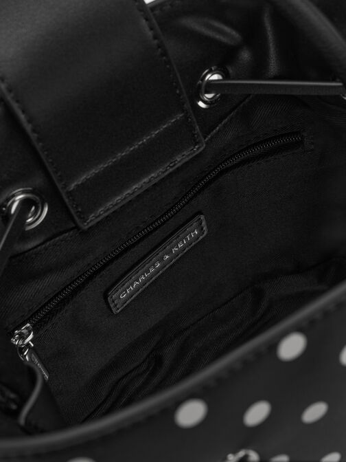 حقيبة باكيت هازل بفيونكة ونقشة منقطة, أسود كلاسيكي, hi-res