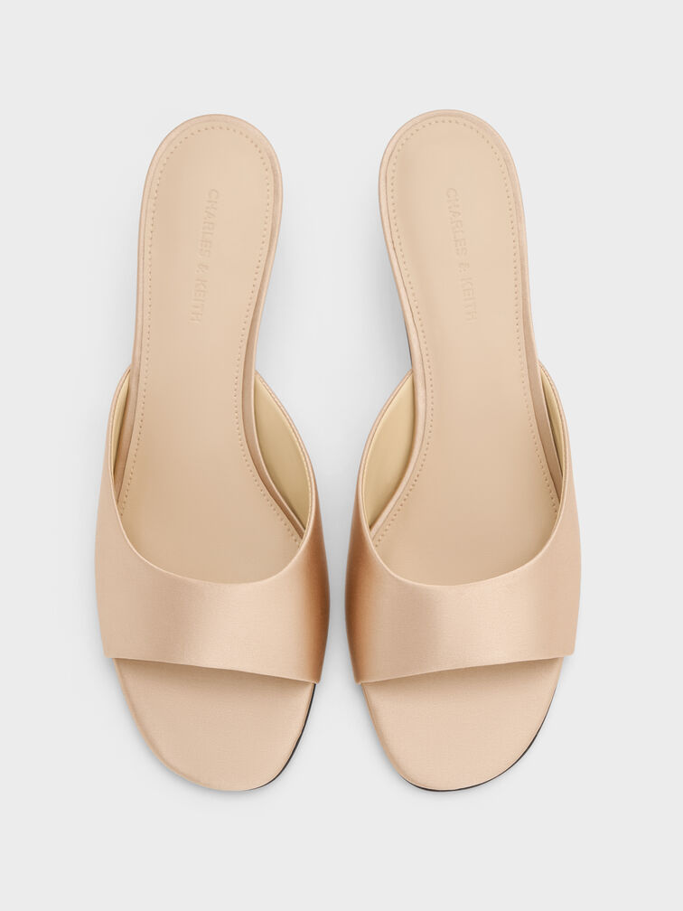 حذاء (مولز) ساتان بكعب مفتوح من الخلف, ذهبي, hi-res