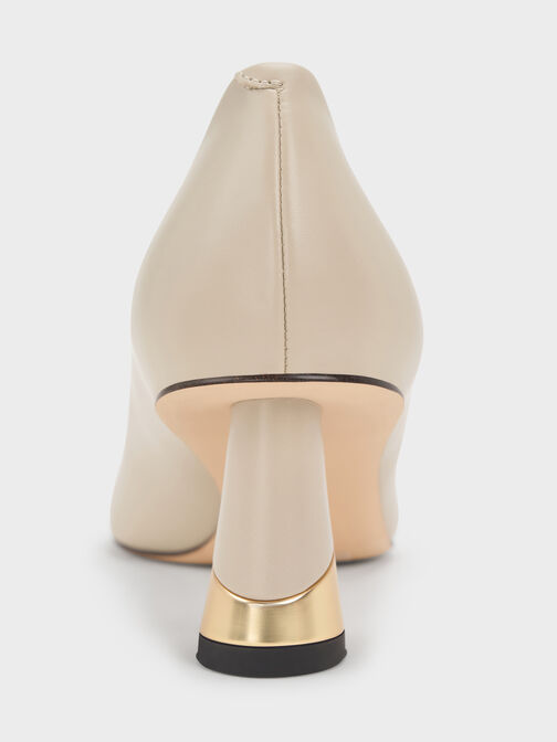 Cammie Metallic-Heel Pumps, Chalk, hi-res