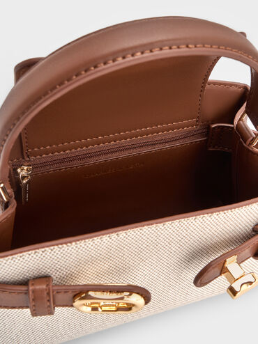 حقيبة أوبرييل من القماش بلونين مع يد علوية, رمادي مائل للبني كانفاس, hi-res