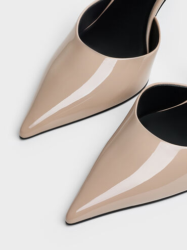 Patent Pointed D'Orsay Stiletto Pumps, Taupe, hi-res