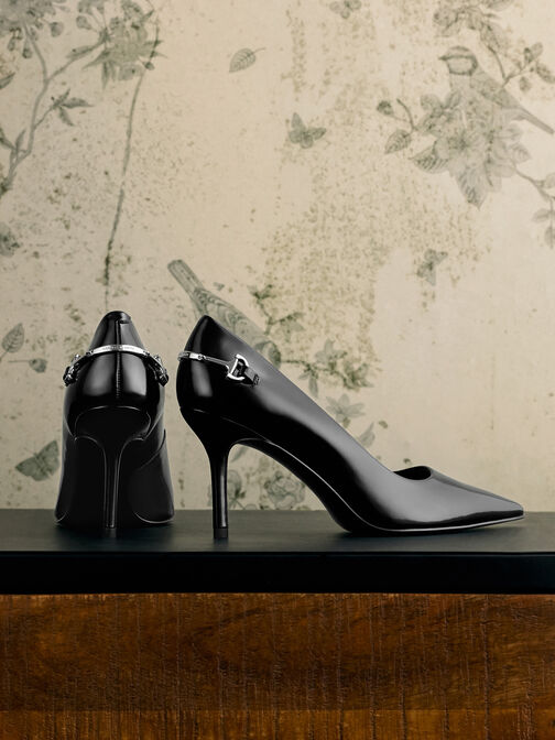 Erinna Metallic-Accent Pointed Pumps, Black Boxed, hi-res