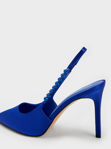 Flores Gem-Strap Slingback Pumps, Blue, hi-res