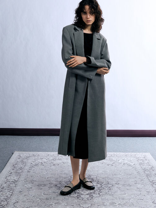 Tweed Two-Tone Buckle-Strap Loafers, Multi, hi-res