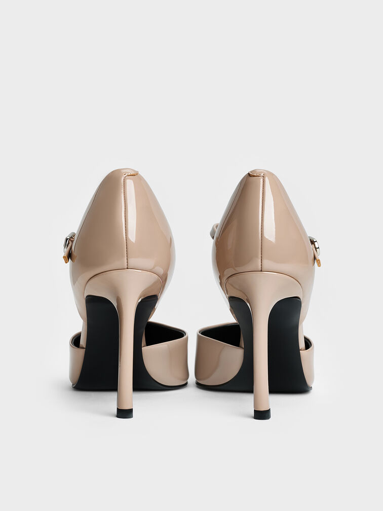 Patent Pointed D'Orsay Stiletto Pumps, Taupe, hi-res