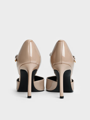 Patent Pointed D'Orsay Stiletto Pumps, Taupe, hi-res