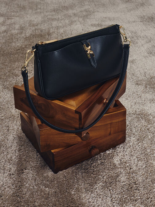 Adalyn Chain Shoulder Bag, Black, hi-res