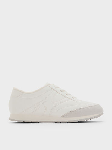 حذاء رياضي للبنات برقبة منخفضة مصنوع من الجلد السويدي الصناعي, أبيض, hi-res