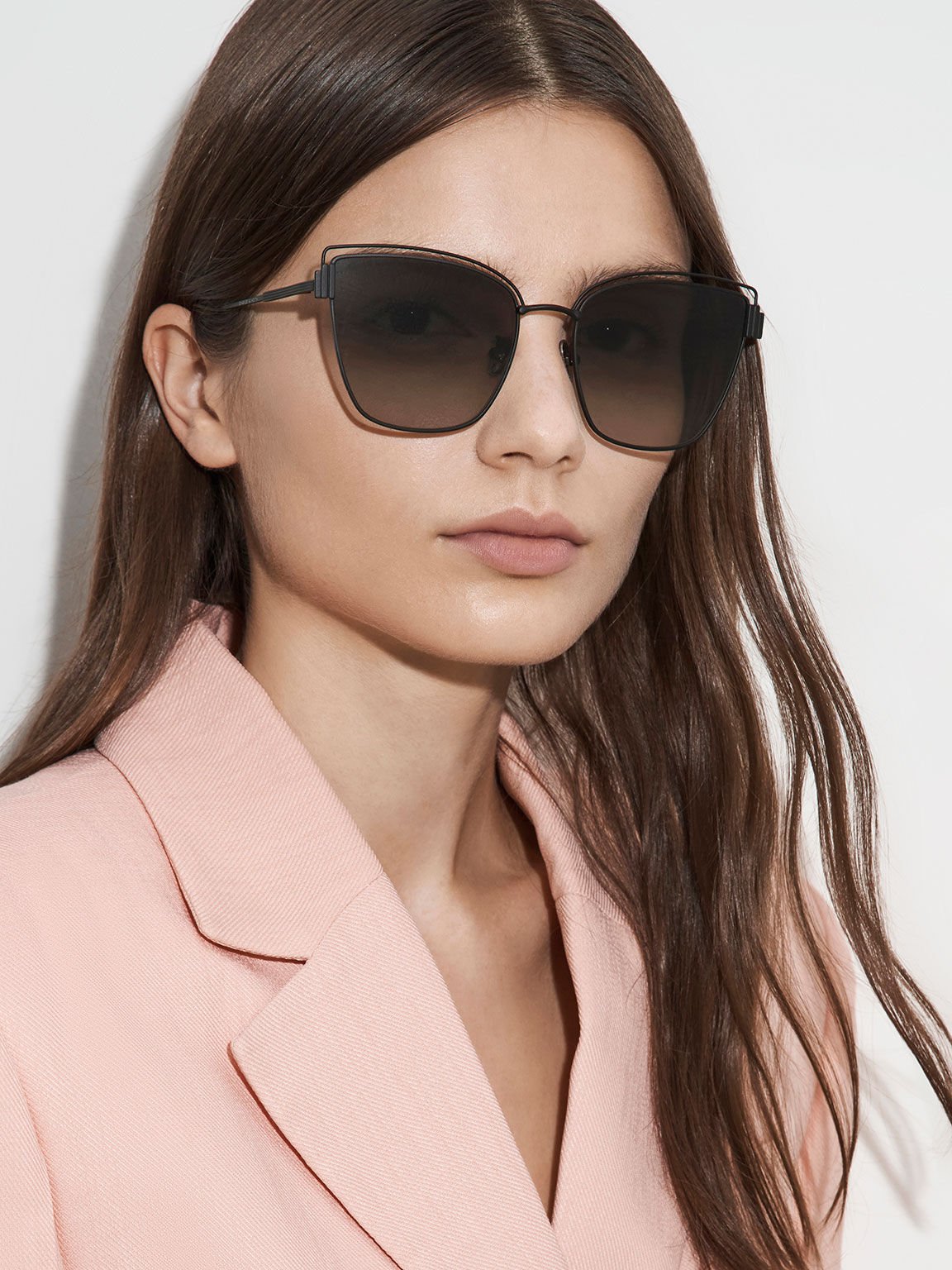 نظارات شمسية مستطيلة من أسيتات معاد تدويره – أسود